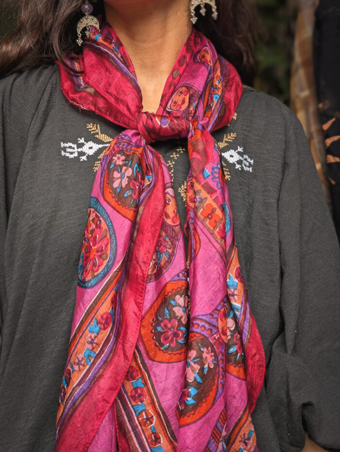 Russian Doll Print Square Silk Scarf - Image 4