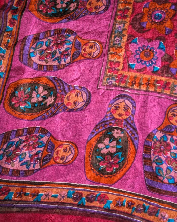 Russian Doll Print Square Silk Scarf - Image 5