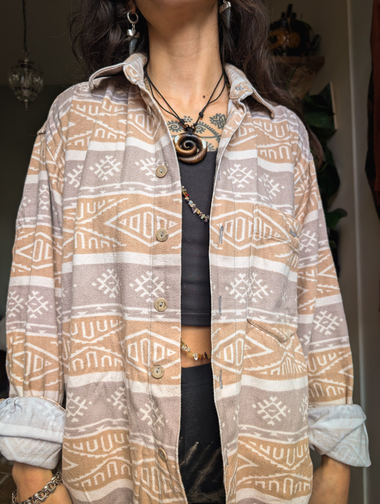 Unisex Neutral Geometric Overshirt - Image 3