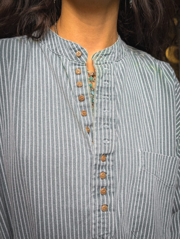 Vintage Pinstriped Unisex Shirt - Image 5