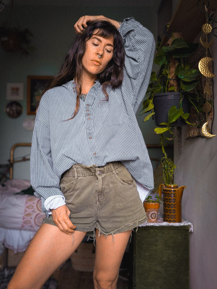 Vintage Pinstriped Unisex Shirt - Image 6