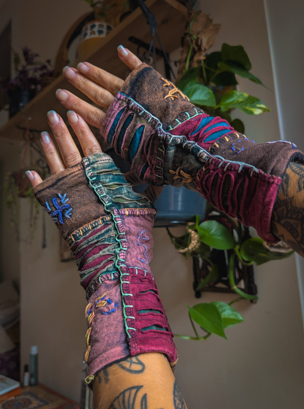 Dusky Patchwork Gloves
