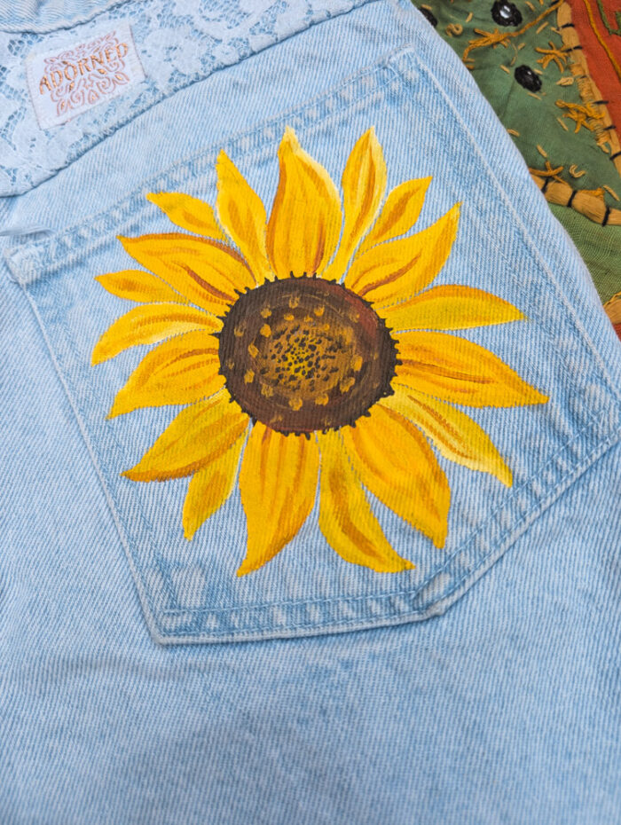 Reworked Vintage Sunflower Shorts - Image 3