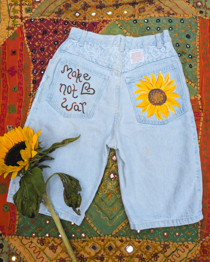 Reworked Vintage Sunflower Shorts