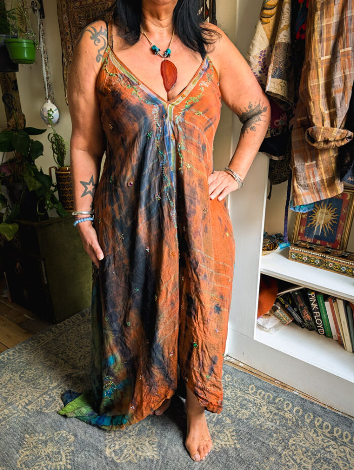 Tie Dye Silk Maxi Dress