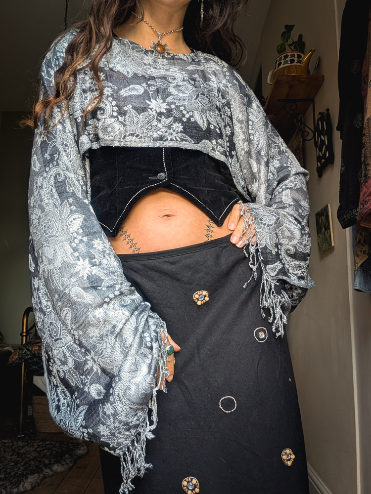 Upcycled Silver + Black Oversize Shrug - Image 5