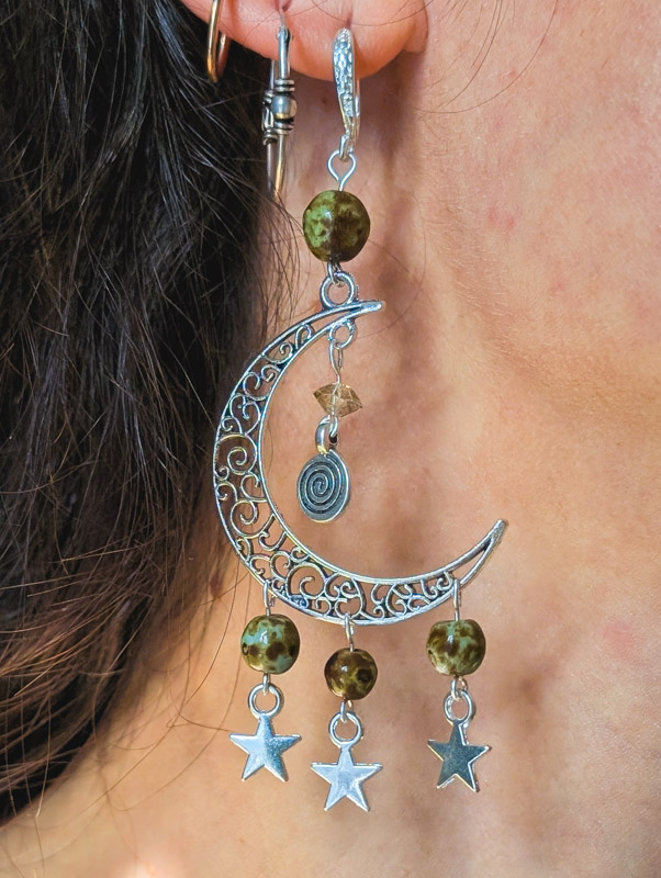 Silver Moon Charm Earrings - Image 4