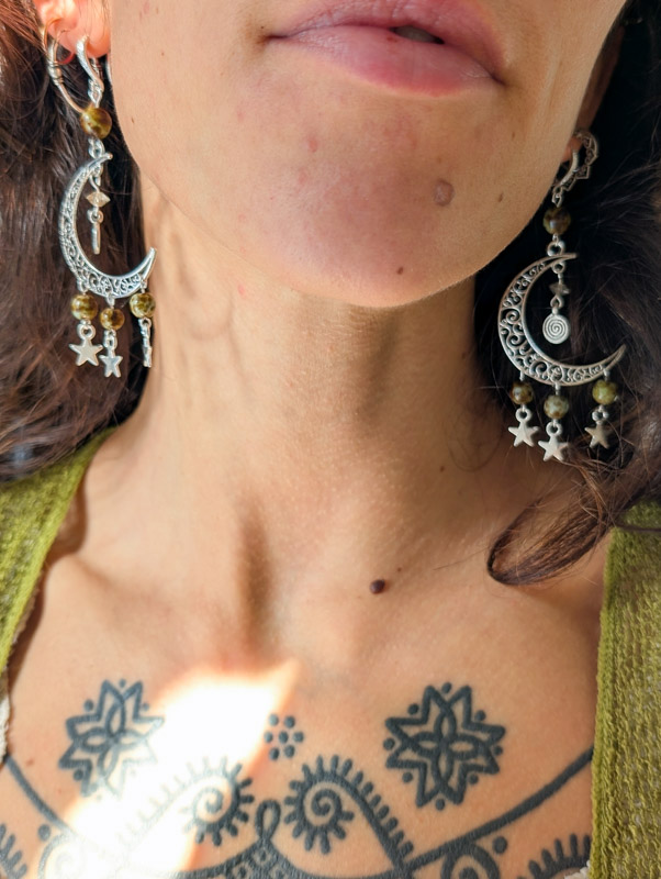 Silver Moon Charm Earrings - Image 3