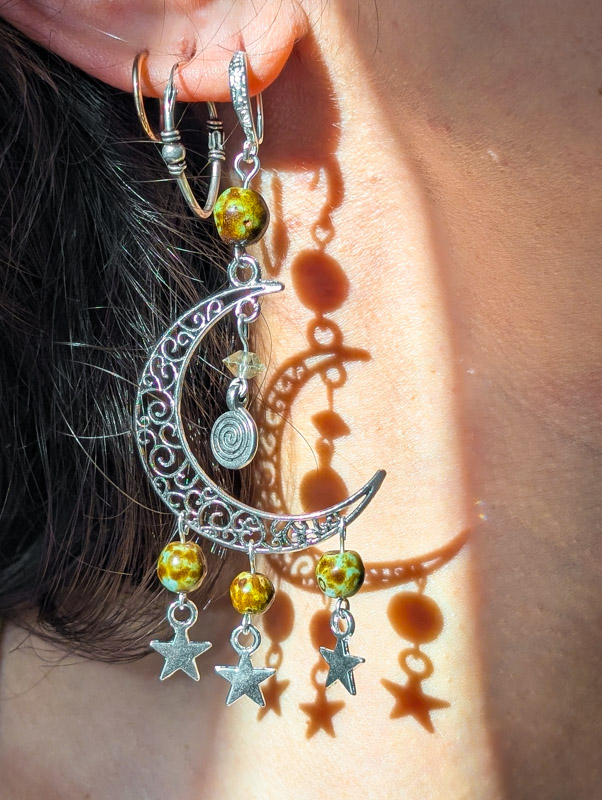 Silver Moon Charm Earrings - Image 2
