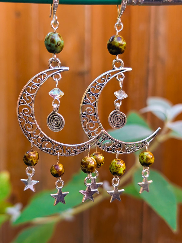 Silver Moon Charm Earrings
