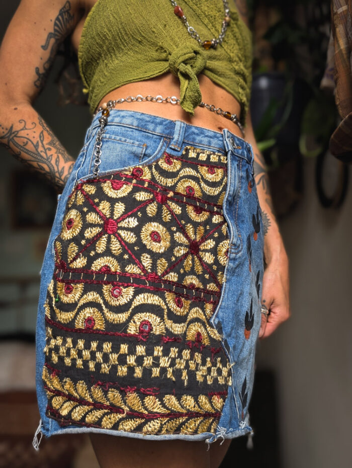Reworked Boho Denim Skirt - Image 4
