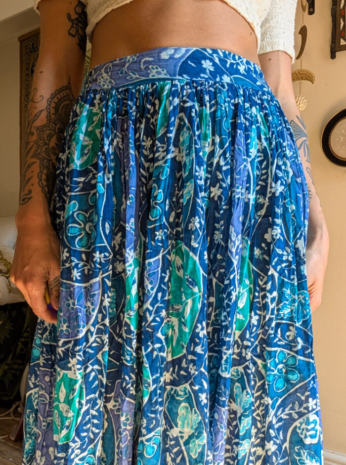 Retro Blue Indian Cotton Skirt - Image 7