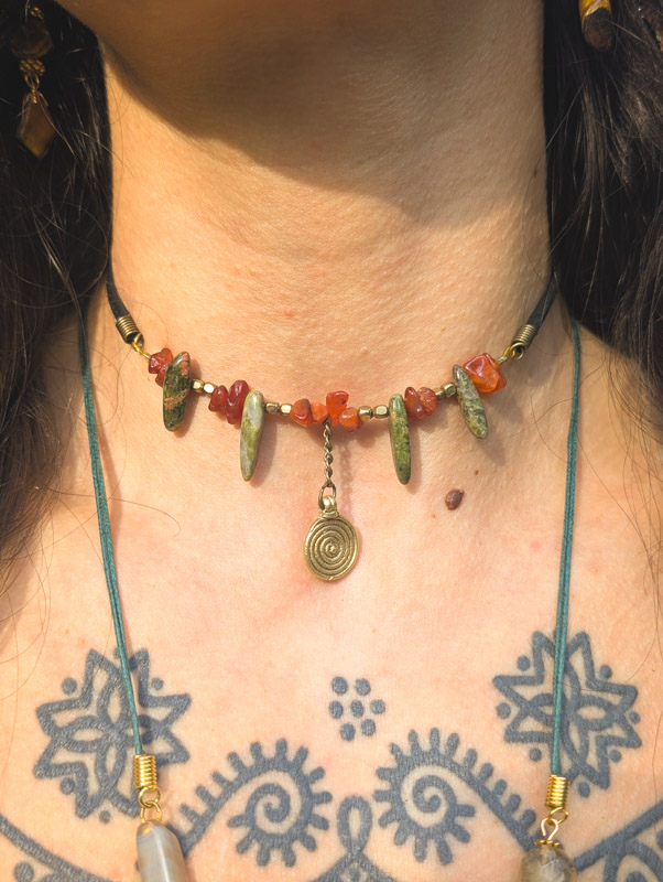 Earthy Spiral Gemstone Choker