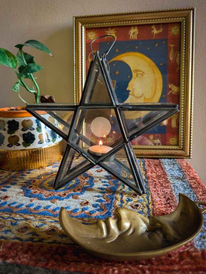 Silver Star Tealight Lantern
