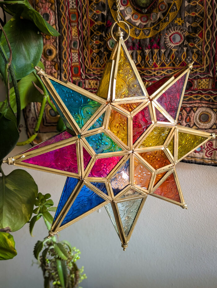 Large Rainbow Star Tealight Lantern