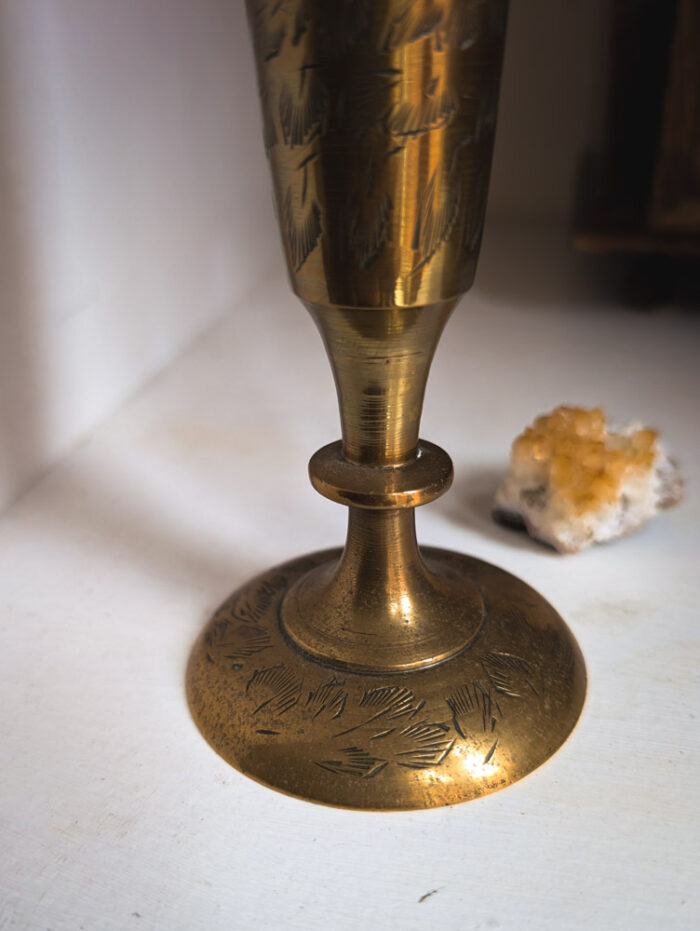Vintage Straight Brass Vase - Image 3