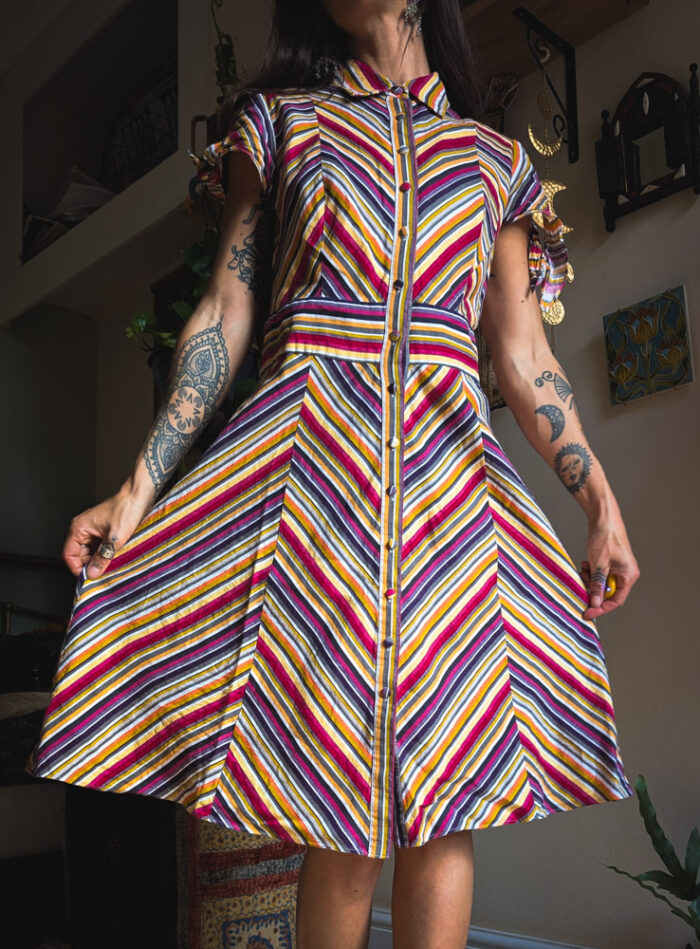 Preloved 70s Inspired Striped Dress