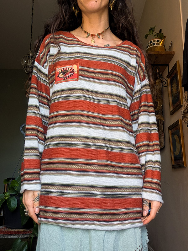 Reworked Eye Embroidered Striped Jumper