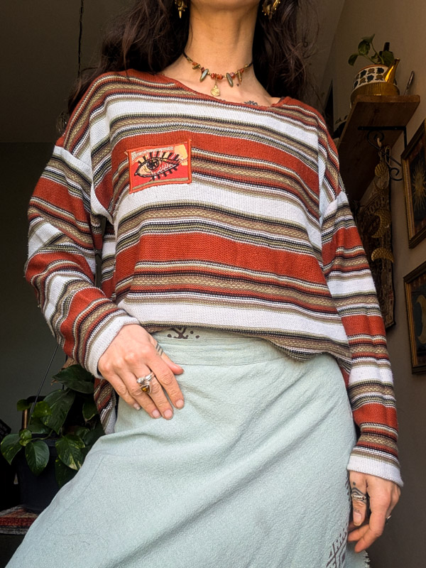 Reworked Eye Embroidered Striped Jumper - Image 4