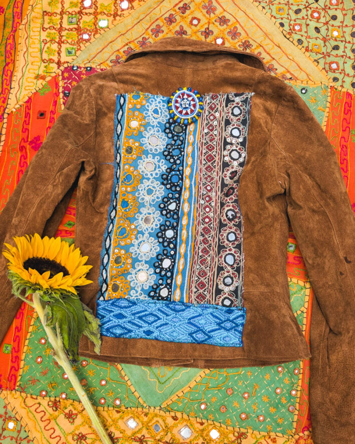 Reworked Boho Suede Biker Jacket