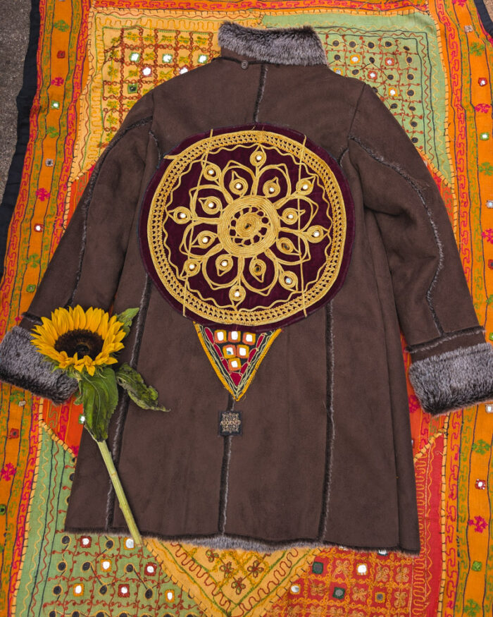 Reworked Boho Faux Sheepskin Jacket