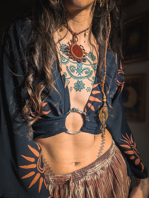 Batik Sun Print Wrap Top - Image 4