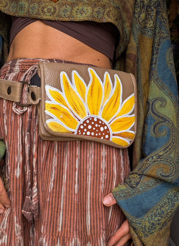 Faux Leather Sunflower Bum Bag