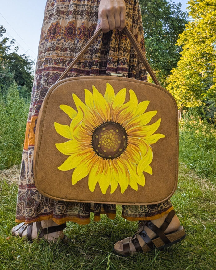 Upcycled Sunflower Vanity Case