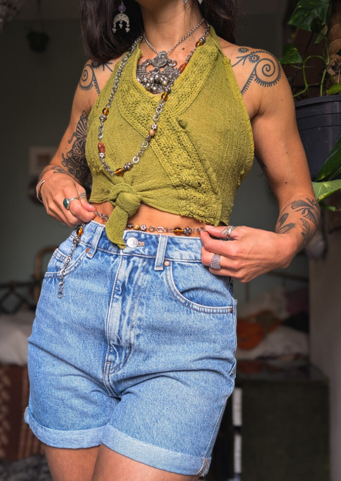 Reworked Sunflower Bum Shorts - Image 2