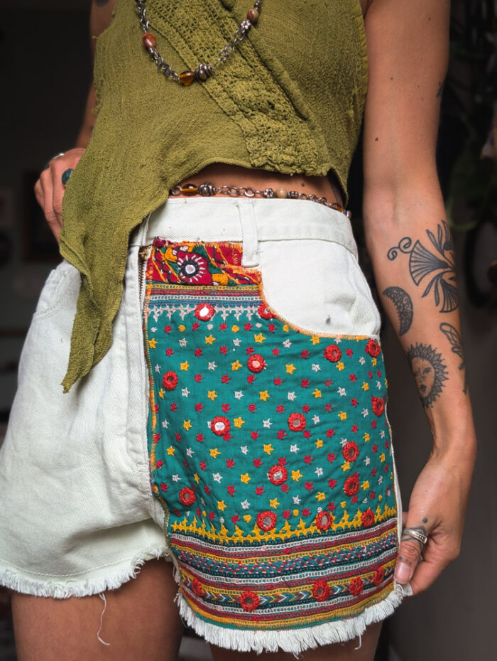 Reworked Sunflower Denim Shorts - Image 8