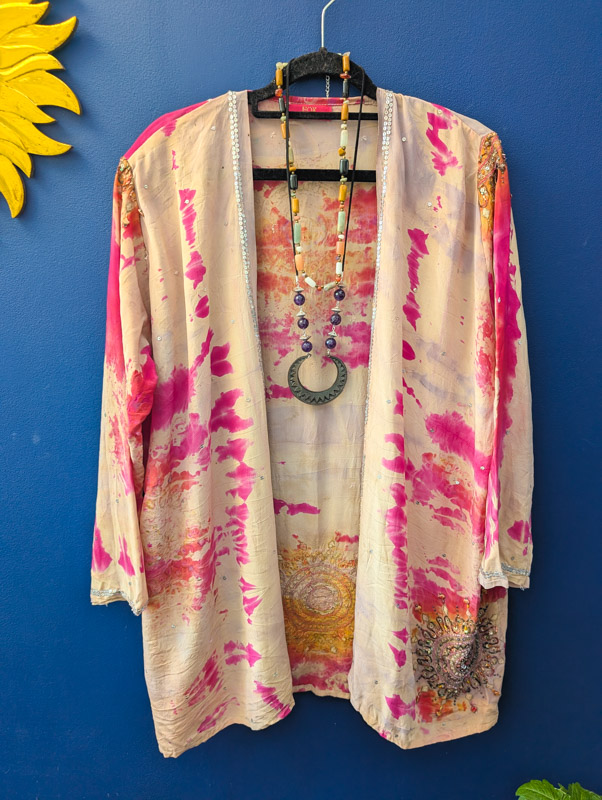 Sunset Embroidered Silk Robe