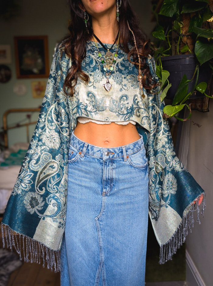 Upcycled Teal Sparkly Fairy Top - Image 2