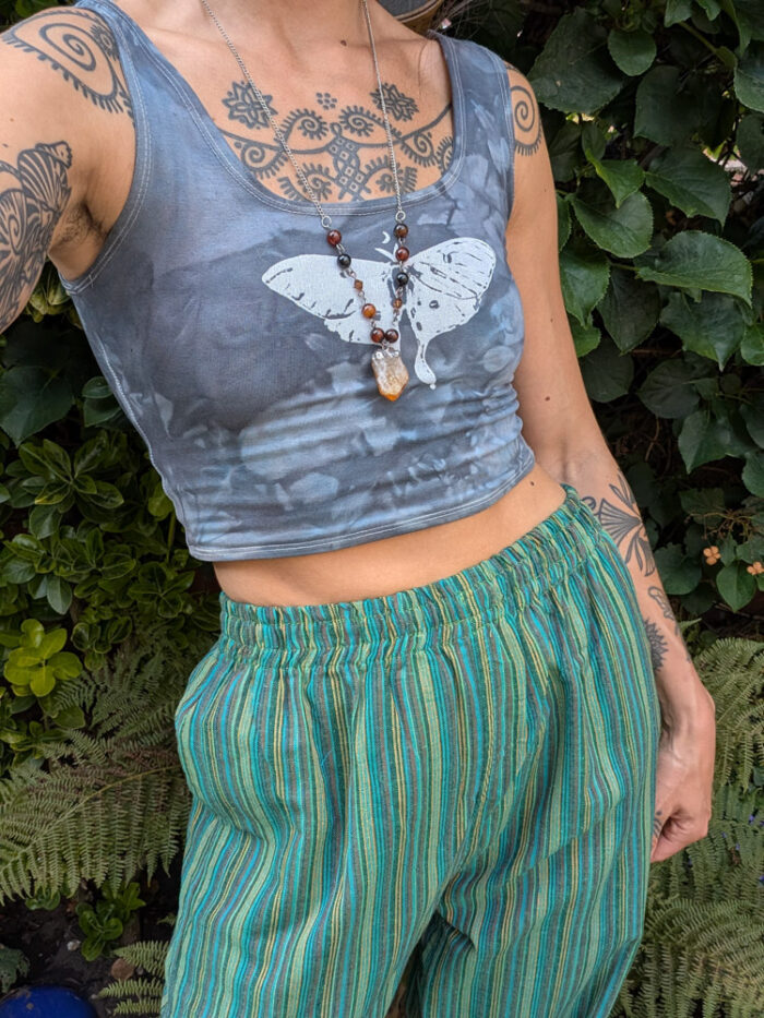 Teal Striped Cotton Trousers - XS only - Image 3
