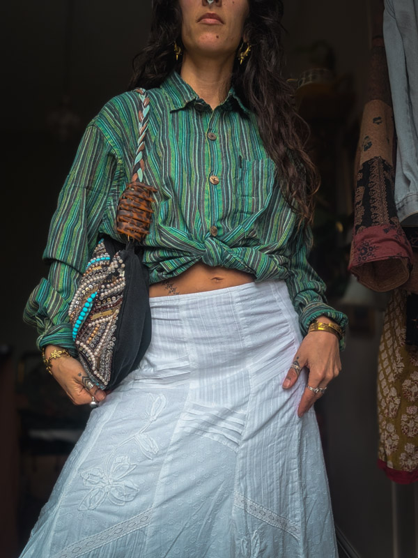 Stonewashed Teal Striped Shirt - Image 2