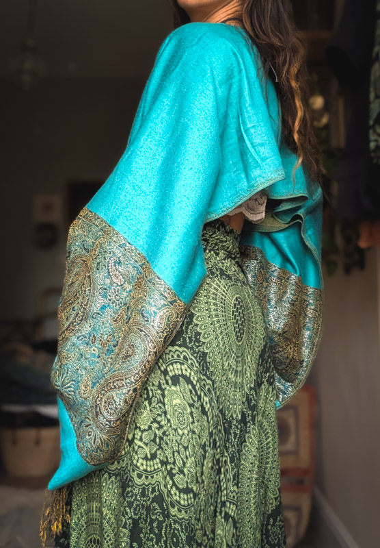 Upcycled Teal Paisley Oversize Top - Image 2