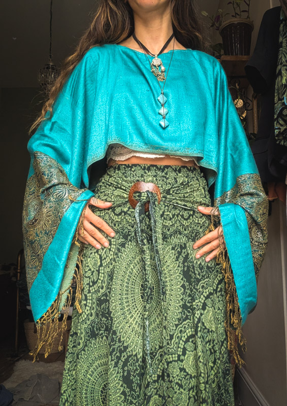 Upcycled Teal Paisley Oversize Top - Image 4