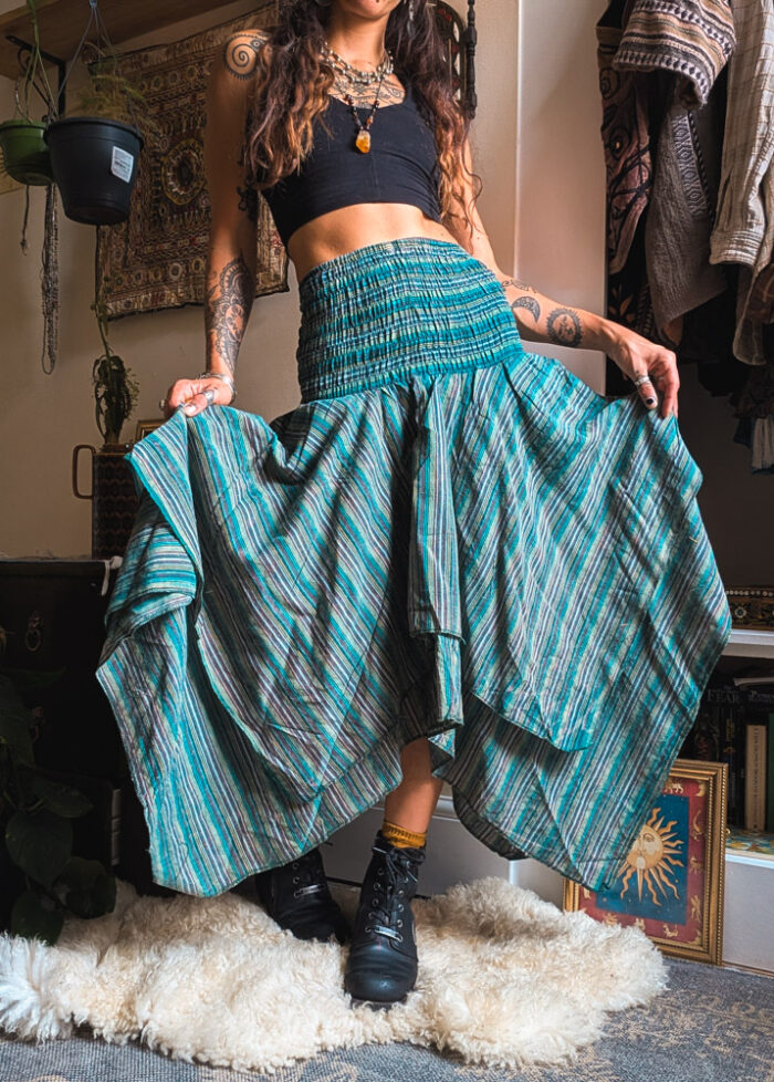 Teal Hanky Hem 2-in-1 Dress / Skirt