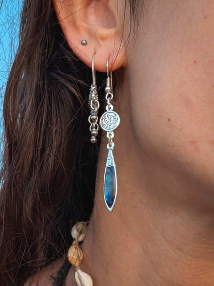 Vintage Abalone Enamel Teardrop Earrings - Image 3