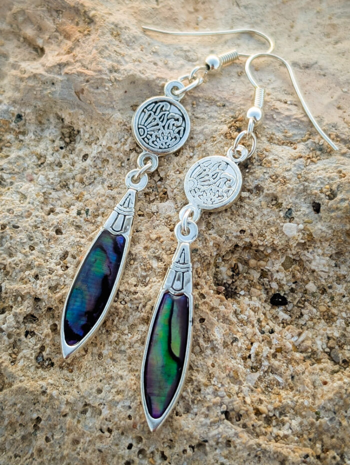 Vintage Abalone Enamel Teardrop Earrings