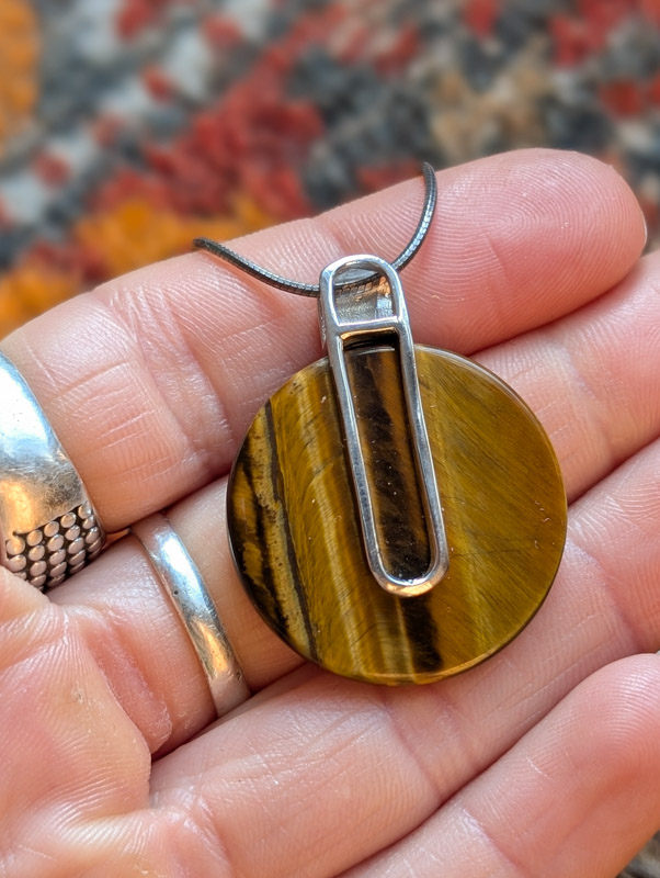 Vintage Silver Reversible Tiger's Eye Necklace - Image 2