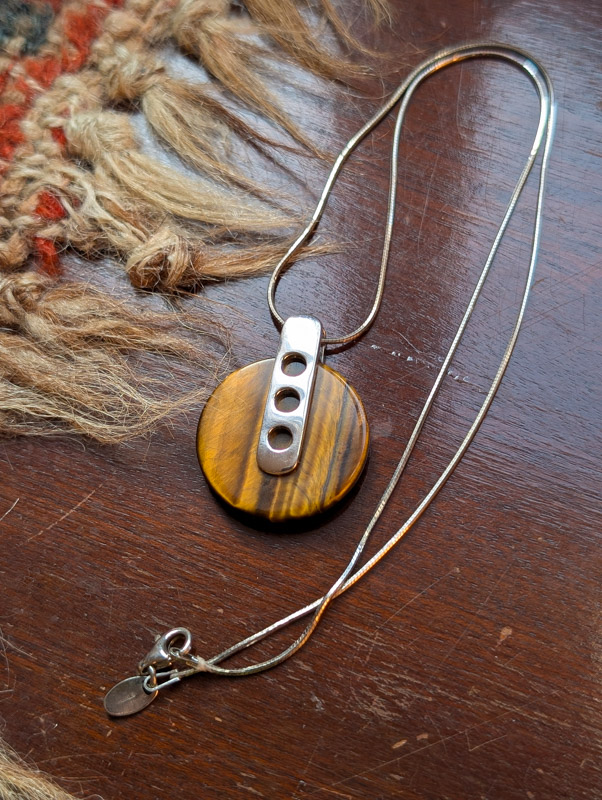 Vintage Silver Reversible Tiger's Eye Necklace