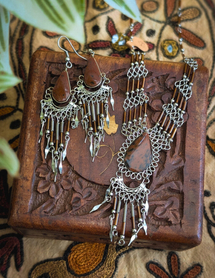 Peruvian Tiger's Eye Necklace & Earrings Set