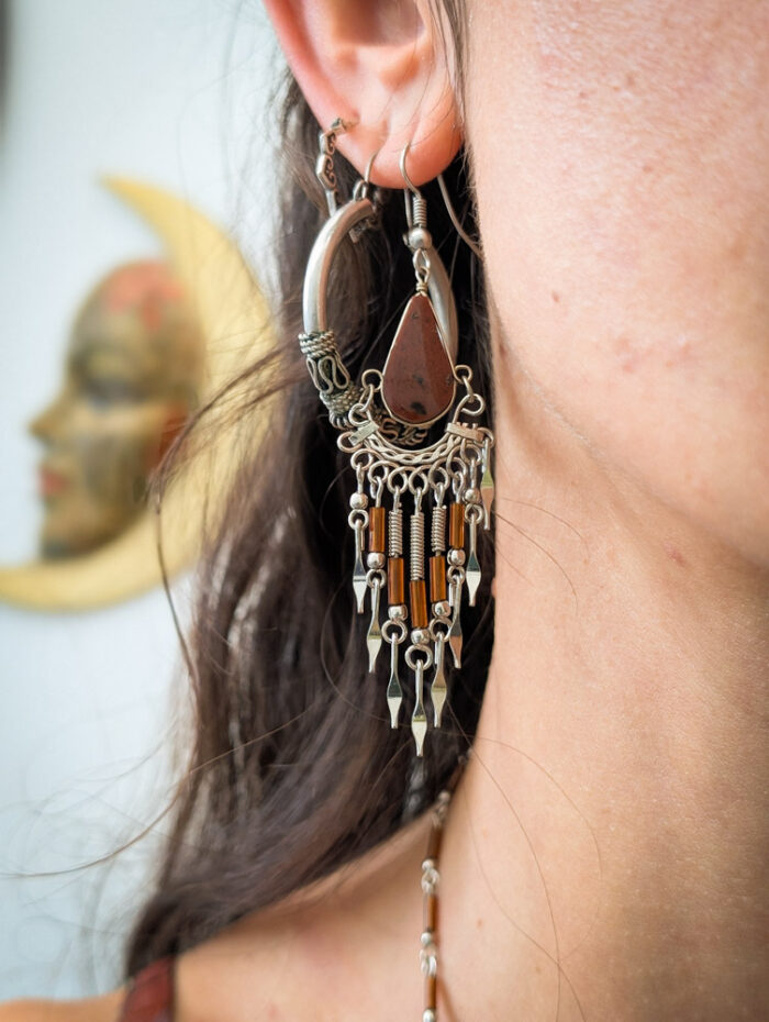 Peruvian Tiger's Eye Necklace & Earrings Set - Image 5