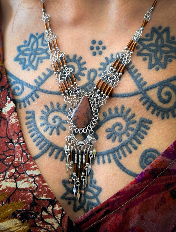 Peruvian Tiger's Eye Necklace & Earrings Set - Image 4