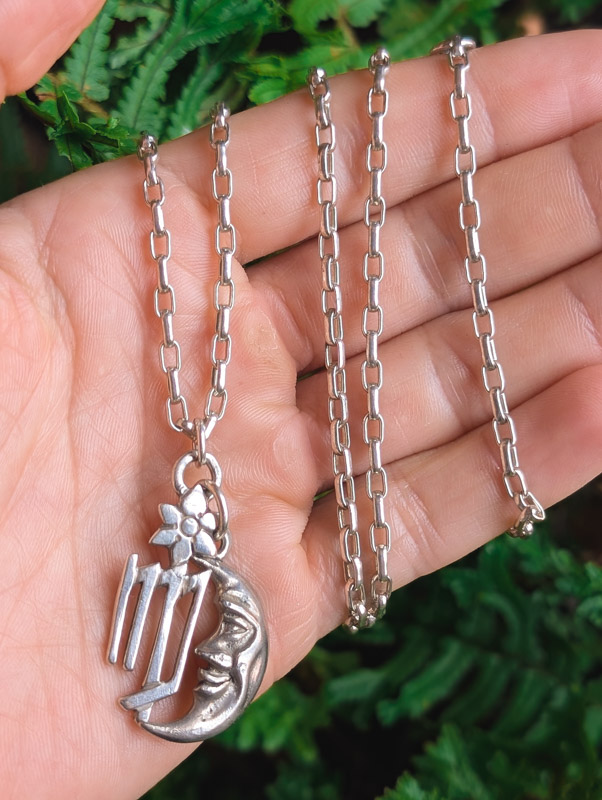 Vintage 925 Silver Virgo Moon Necklace