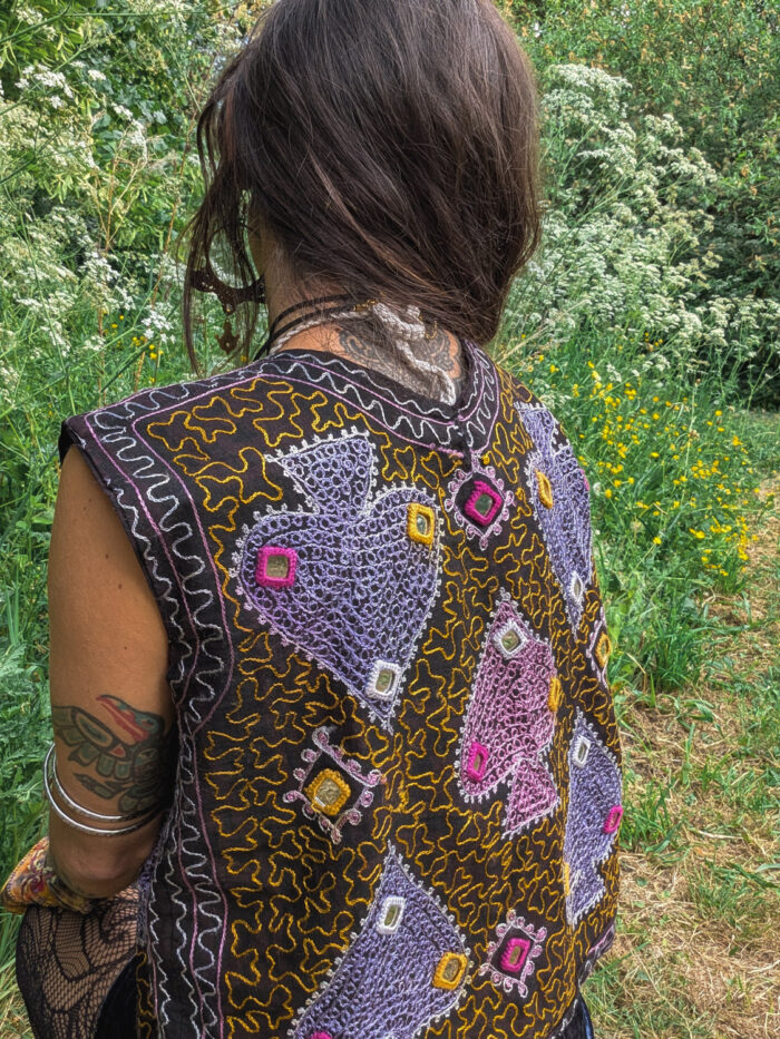 Vintage Indian Embroidered Waistcoat - Image 7