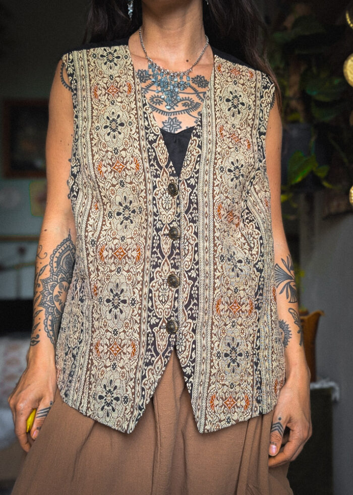 Vintage Neutral Tapestry Waistcoat