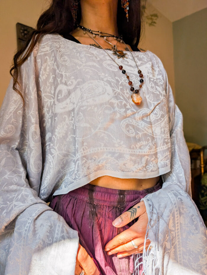 Upcycled White / Grey Fairy Top - Image 3