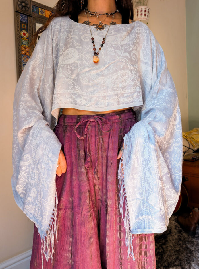 Upcycled White / Grey Fairy Top