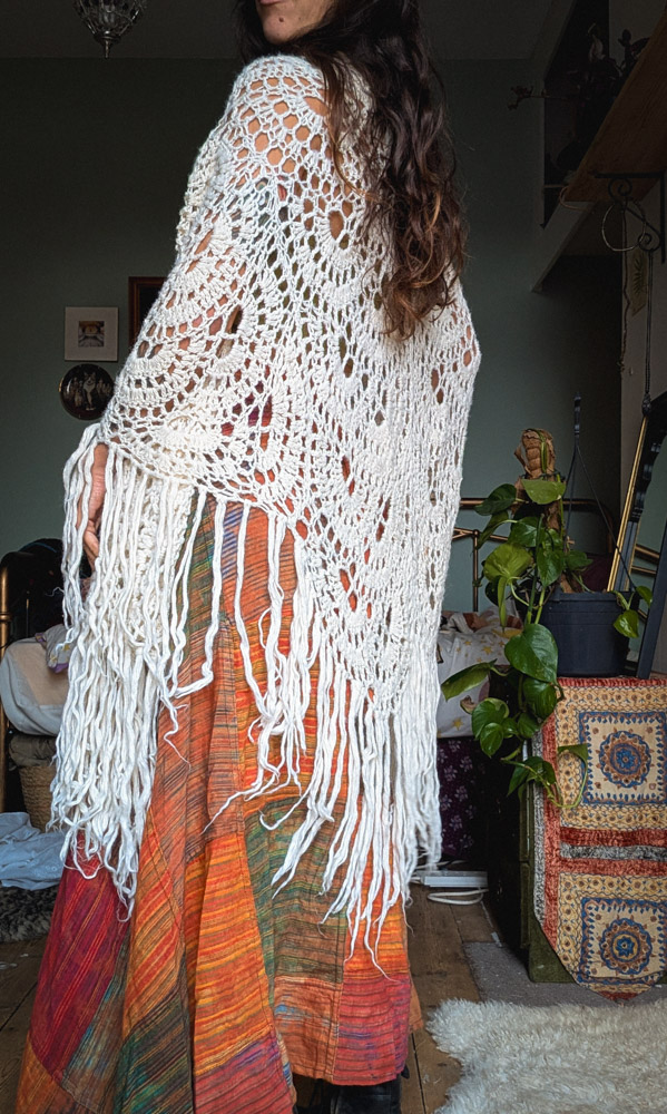 Vintage Crochet Wool Shawl - Image 3